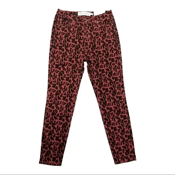 SOFT SURROUNDINGS Ultimate High Rise Leopard Skinny Ankle Jeans Red Size 6 NEW - Picture 5 of 13